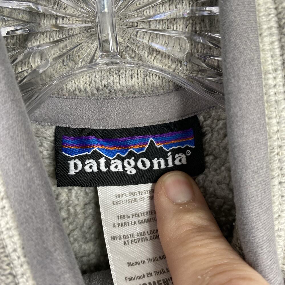 Patagonia Fleece Womens XS Gray Sweater Quarter Zip Custom Logo Pullover Knit - Picture 6 of 9